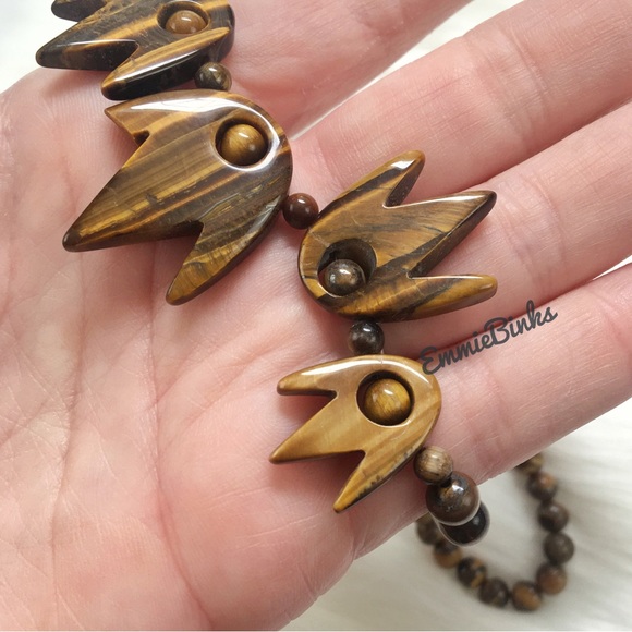 New Smooth Polished Genuine Tigers Eye Gemstone Necklace - Picture 9 of 16